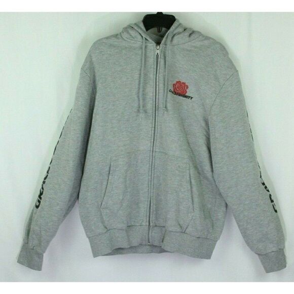 Divided by H&M Hoodie Sweatshirt Jacket Full Zip GRACE & DIGNITY Gray Womens L - Picture 1 of 7